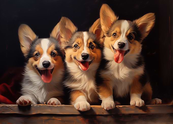 Three Pembroke Welsh Corgi