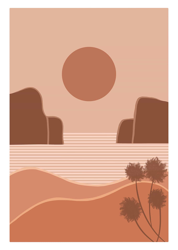 Warm beach sunset
