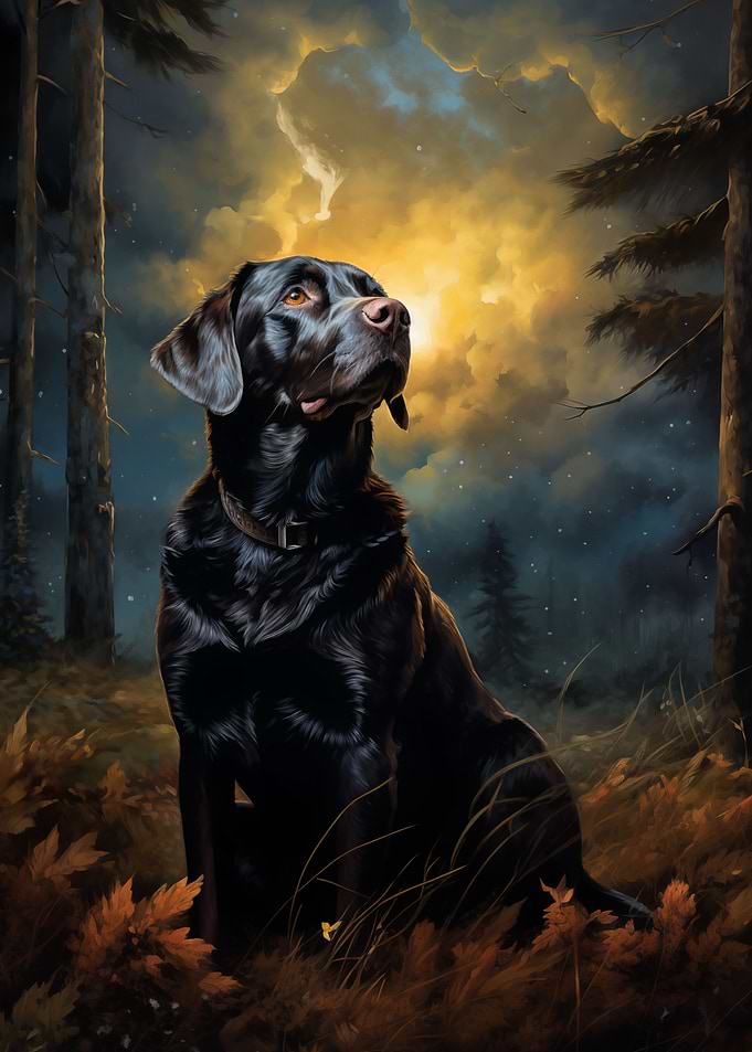 Chocolate labrador at nigh