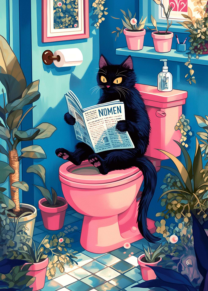 Black Cat in Toilet