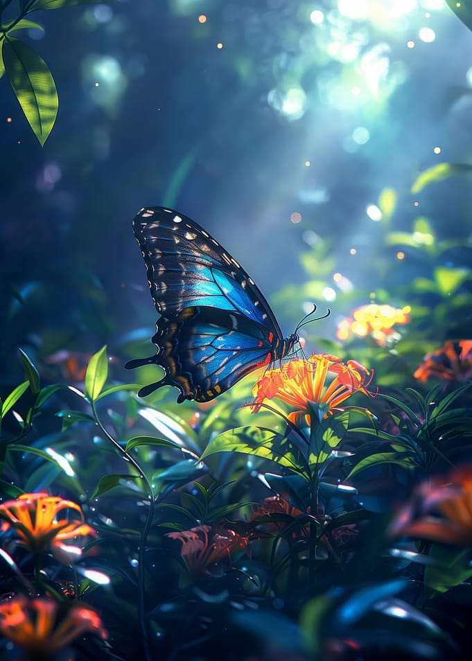 Tropical Blue Butterfly