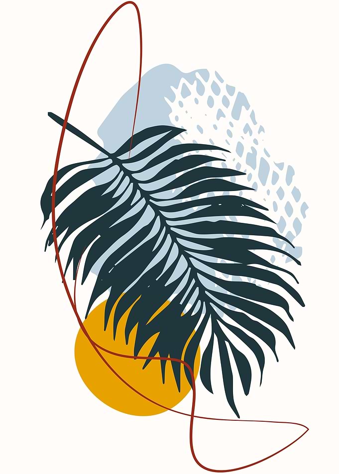 Minimal shapes palm leaf