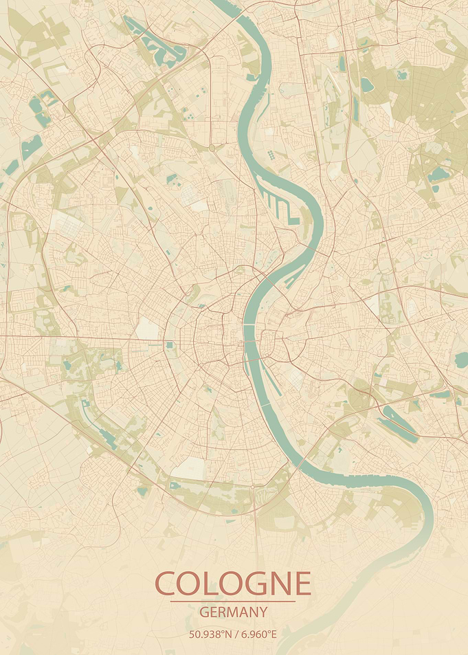 Cologne Germany City Map