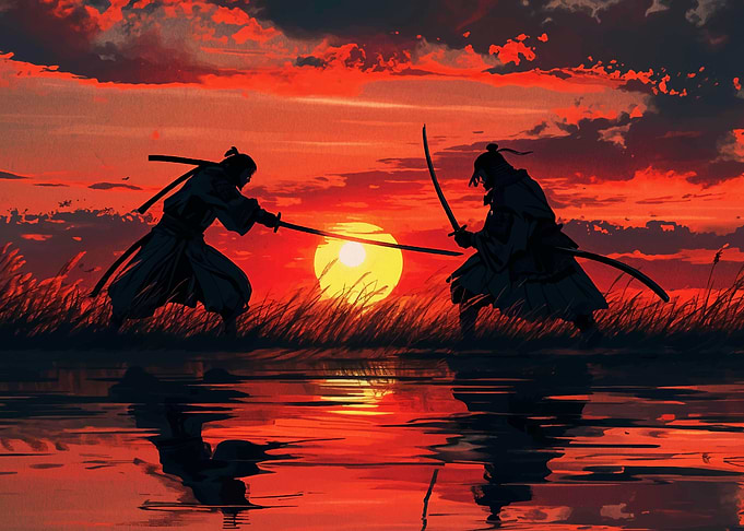 samurai japanese sunset