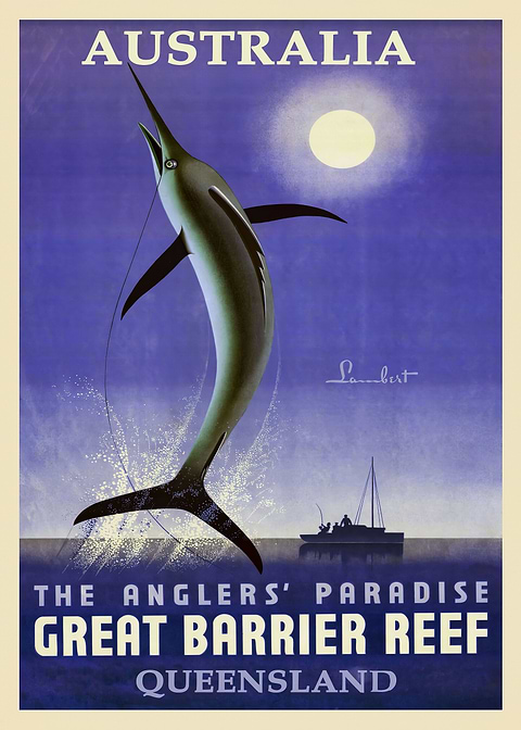Barrier Reef Queensland — vintage poster restored on metal