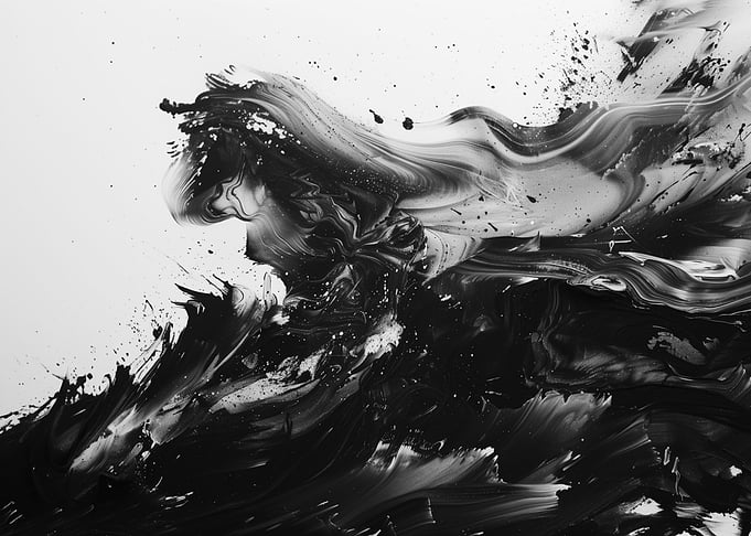 Black White Abstract Art