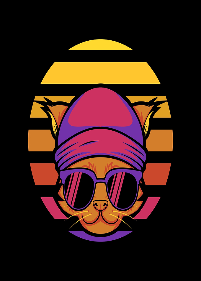 80s Style Neon Cat