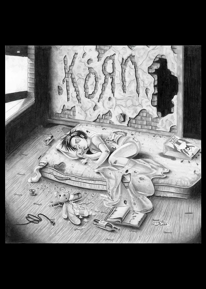 korn black white band