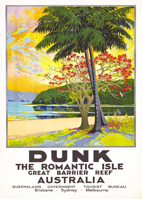 Dunk Island Queensland — vintage poster restored on metal