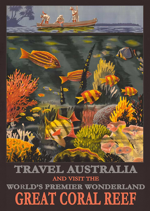 Great Barrier Reef — vintage poster restored on metal