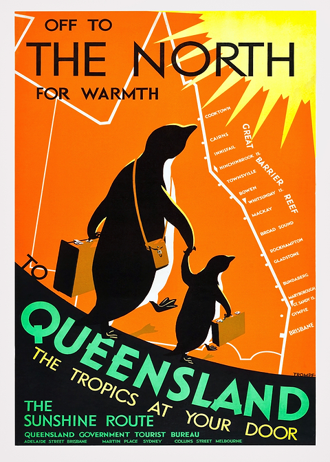 Visit Far North Queensland — vintage poster restored on metal