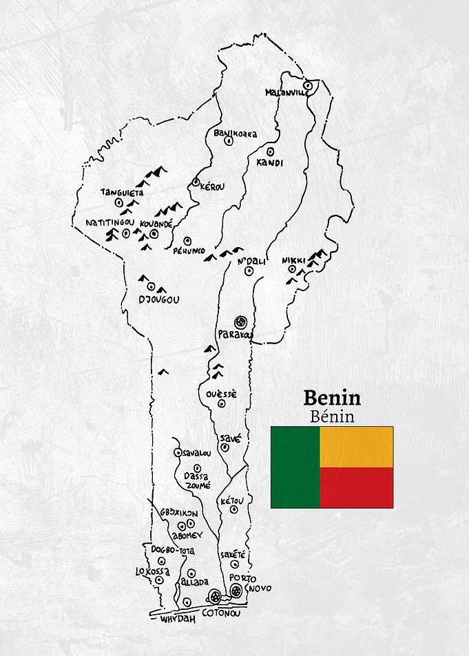 Handdrawn Map of Benin