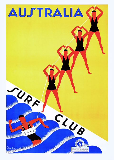 Australian Surf Club — vintage travel poster on metal