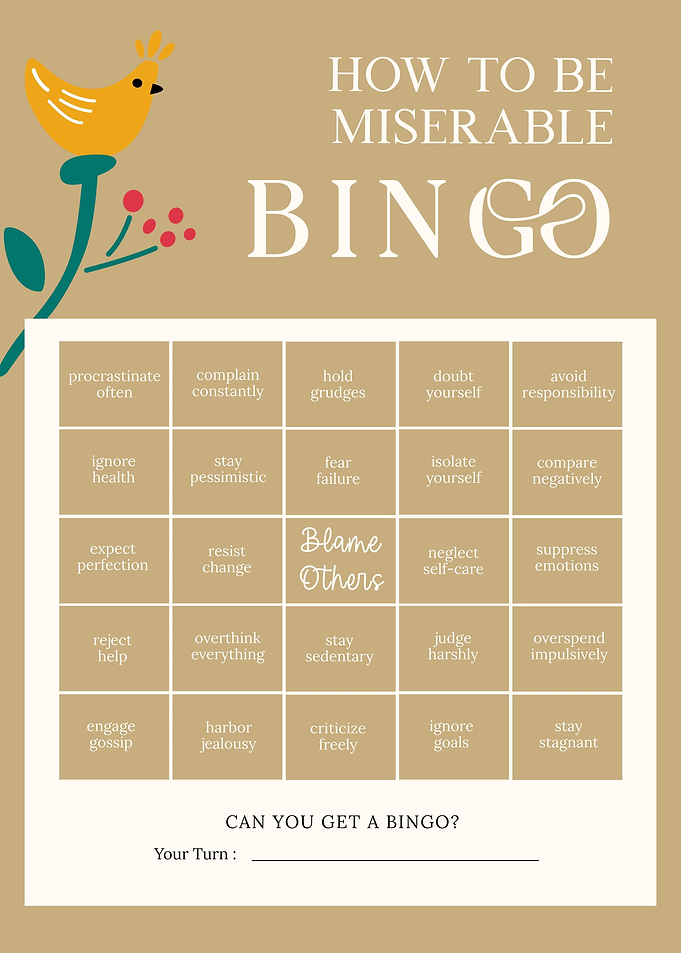 How To Be Miserable Bingo
