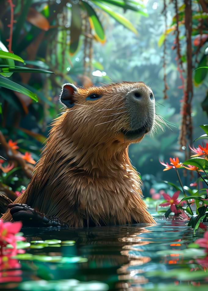 Tropical Floral capybara