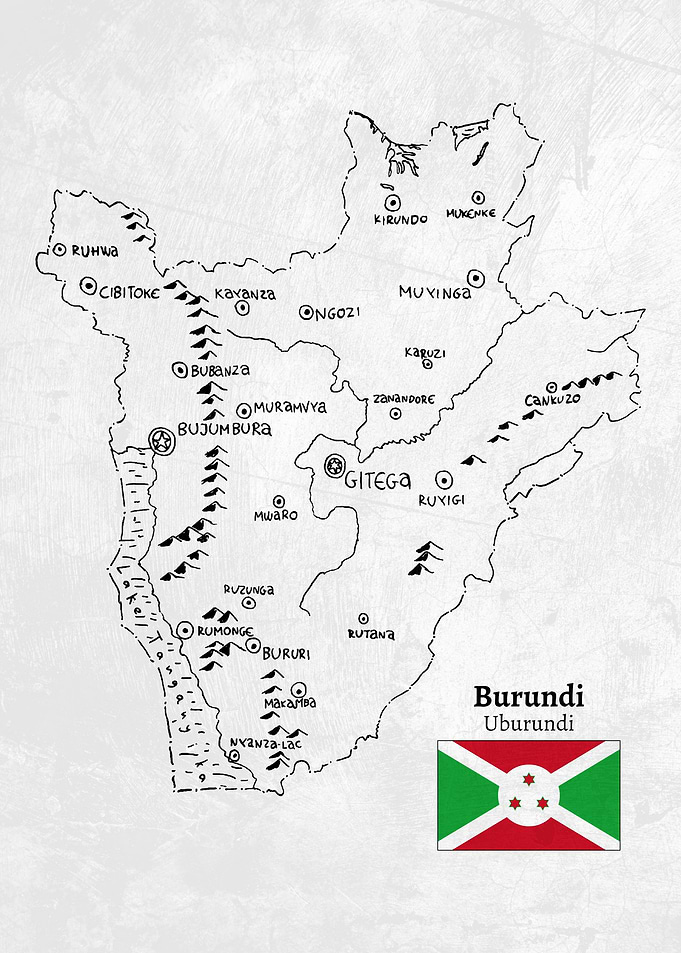 Handdrawn Burundi Map