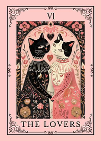 The Lovers Cats Tarot Card