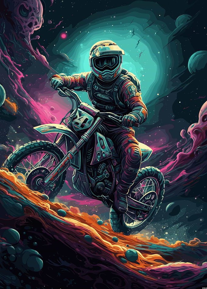 Dirt Bike Astronaut Space