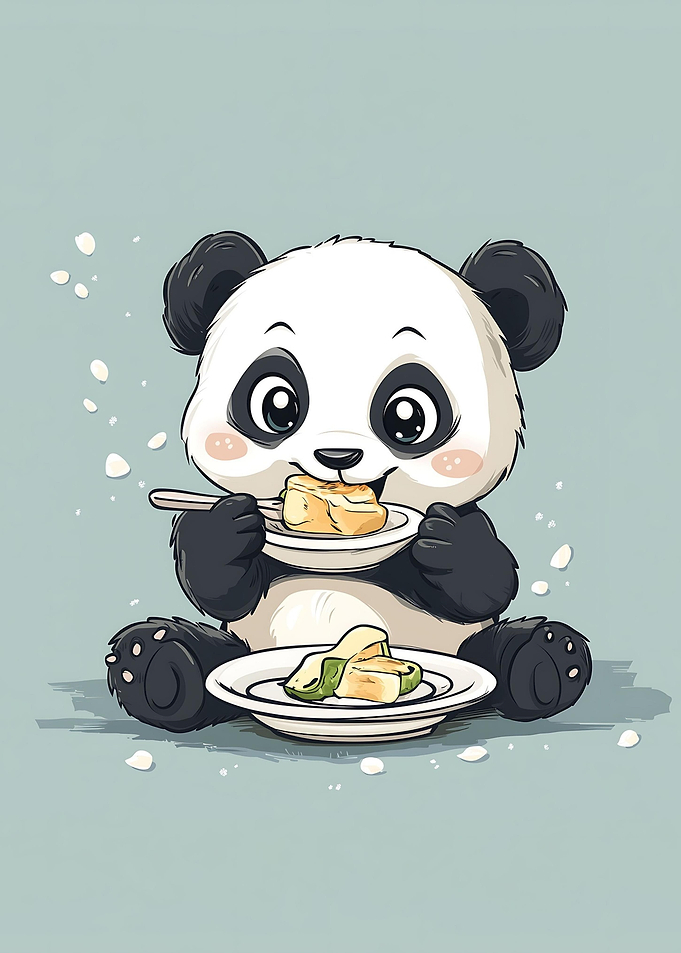 Cartoon Hungry Panda