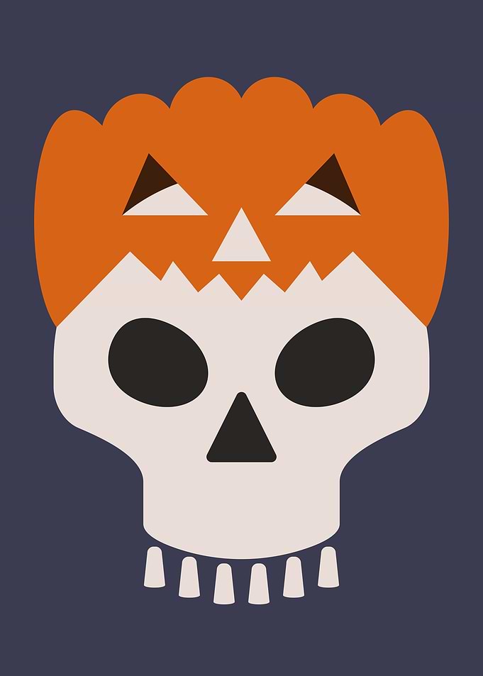 Pumpkin on skull