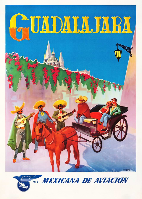 Mexican Melody — vintage travel poster on metal