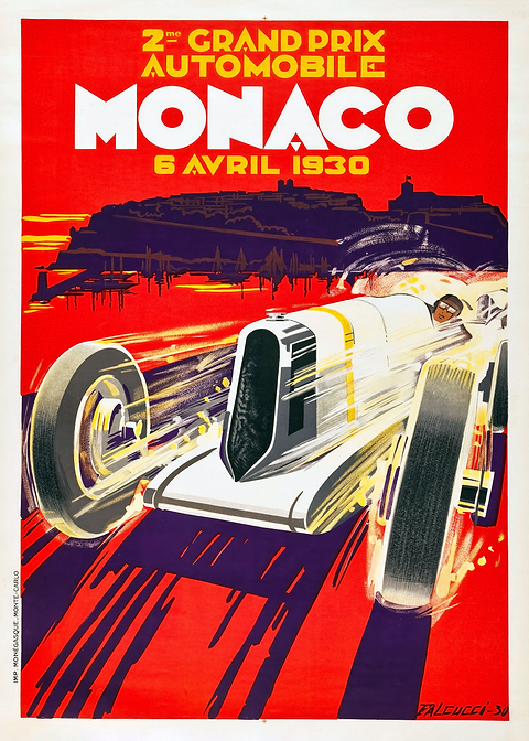 Monaco Grand Prix 1930 — vintage travel poster on metal