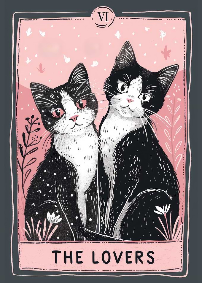 The Lovers Cute Cats Tarot