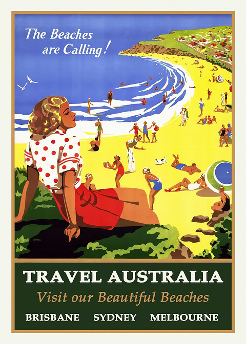 Australian Coast Charm — vintage travel poster on metal