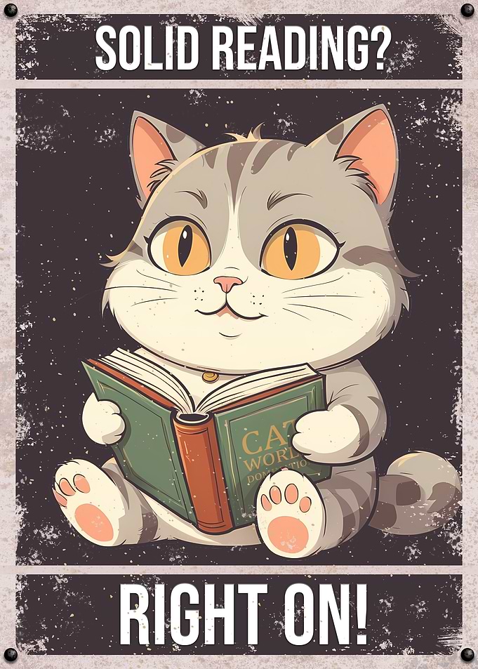 Gray Tabby Reading