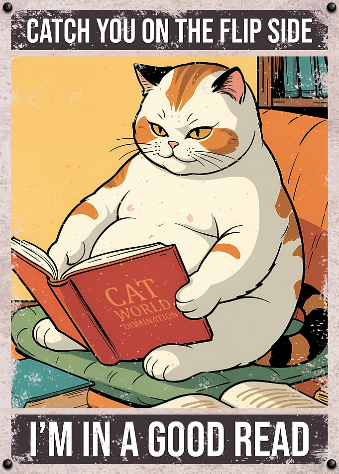 cute calico cat reading
