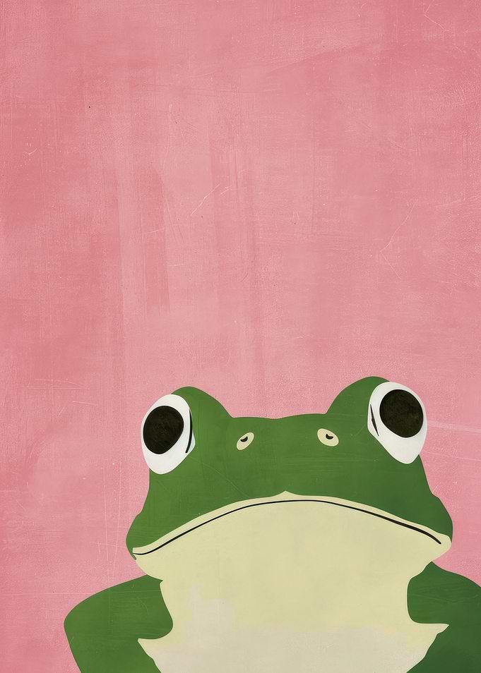 Pastel Woodcut Cute Frog