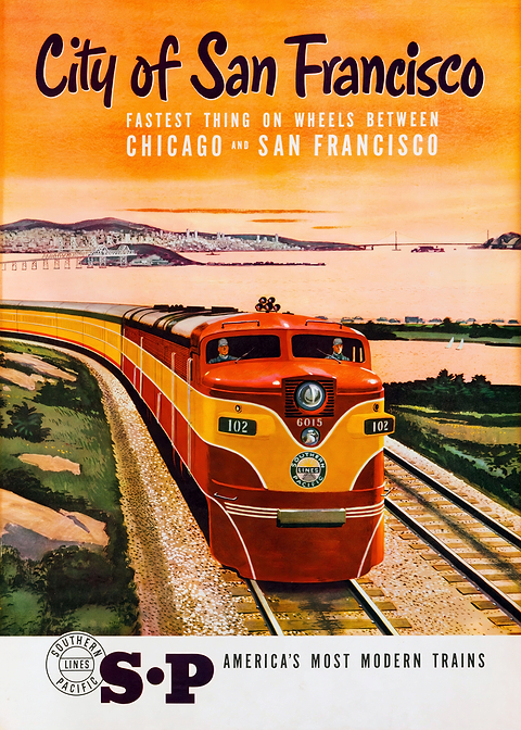 Retro Rail Adventure — vintage travel poster on metal