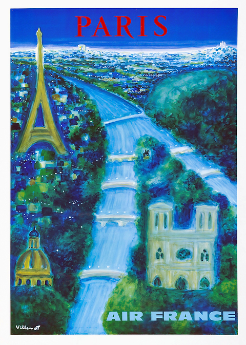 Air France Paris — vintage travel poster on metal