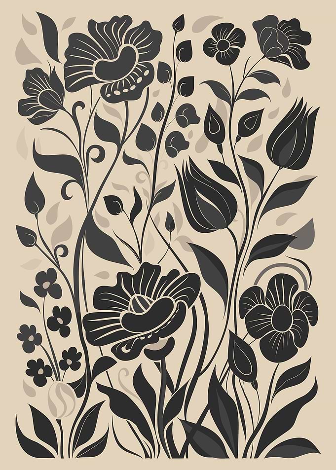 Black White Floral