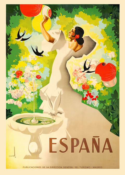 Spanish Summer Fiesta — vintage travel poster on metal