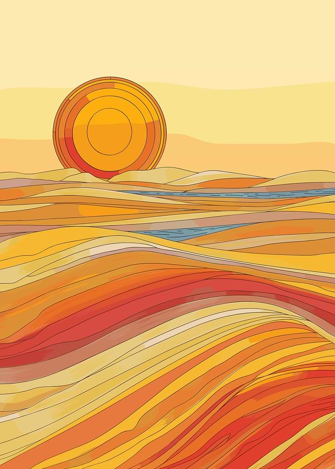 Desert Sunrise Klimt Style
