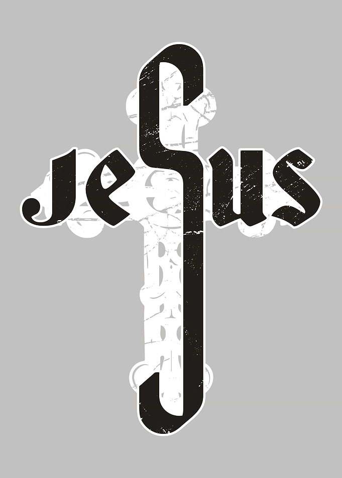 Jesus cross gray