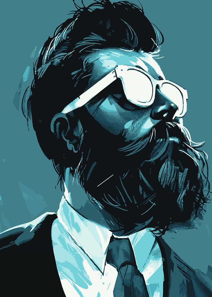 Blue Businessman beard