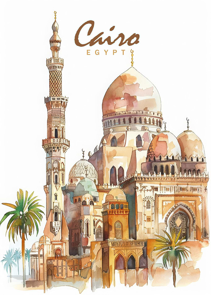 Cairo City Watercolor