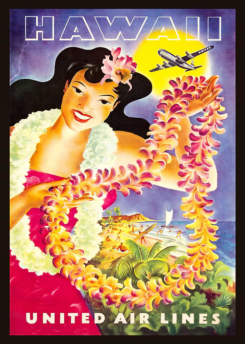 Vintage Hawaii Poster — retro travel art printed on metal