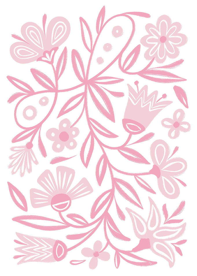 Pink Folk Florals