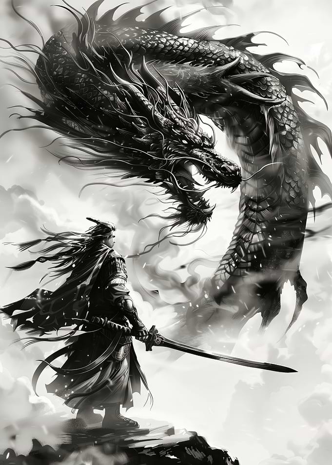 Loyal dragon ink wash