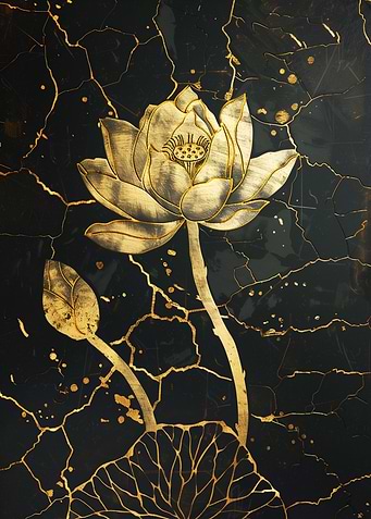 Golden leaf Lotus Kintsugi