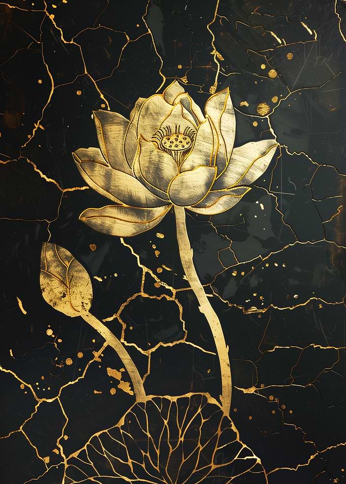 Golden leaf Lotus Kintsugi