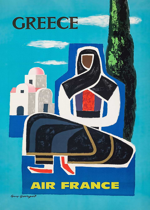 Greek Elegance in Art — vintage travel poster on metal