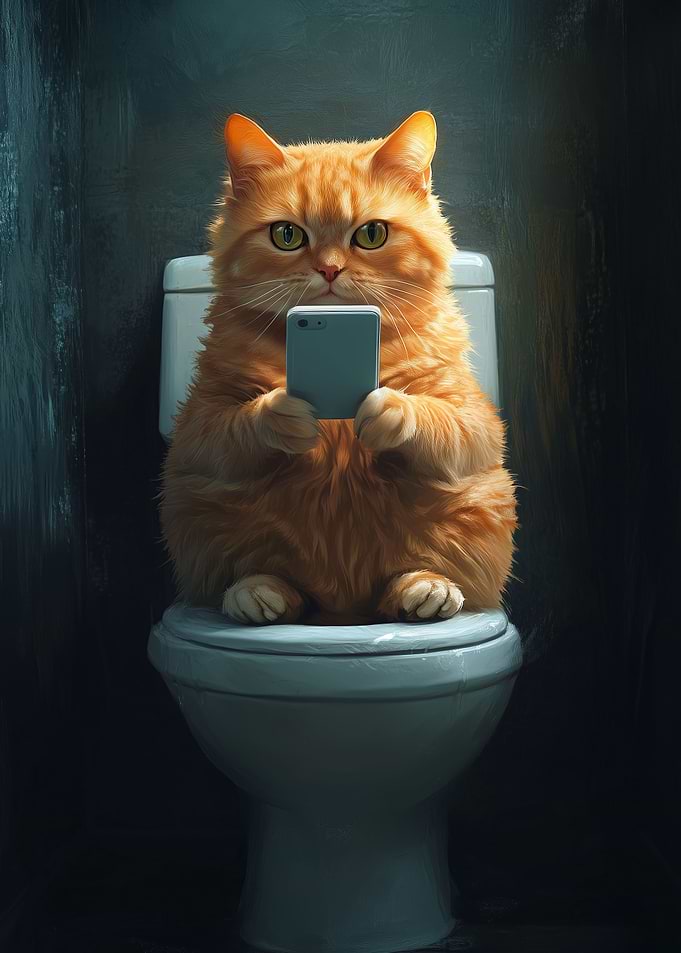 Funny Cat On Toilet