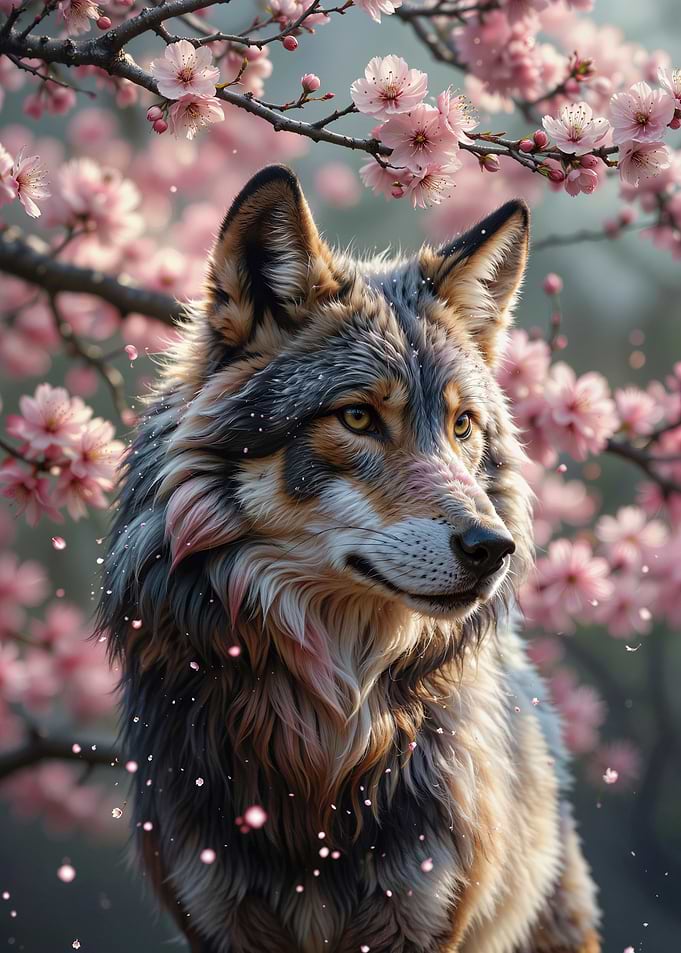 Cherry Blossom Wolf