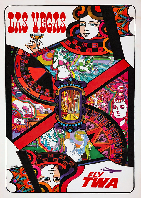 Las Vegas Fly TWA — vintage travel poster on metal