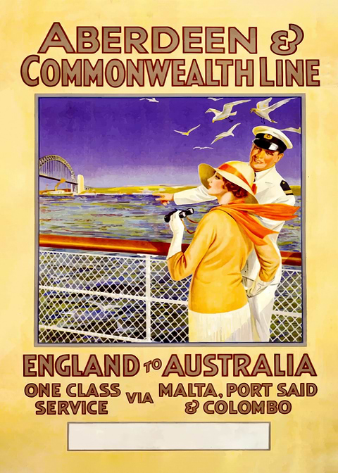 Vintage Oceanic Voyage — vintage travel poster on metal