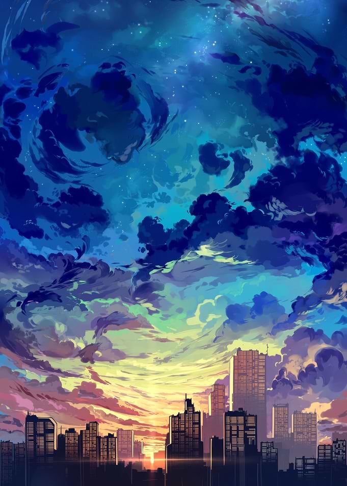 Anime valley landscape